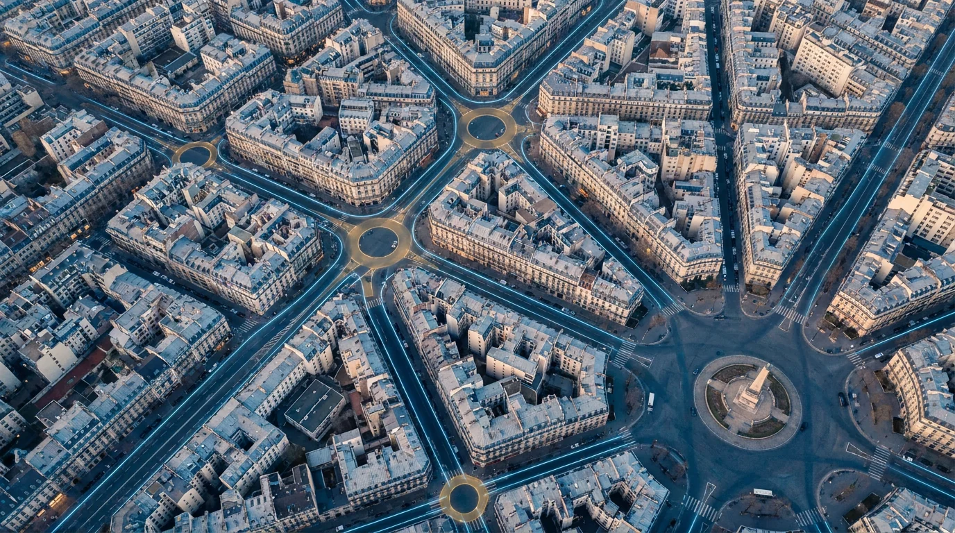 Vue aérienne d'échangeurs routiers