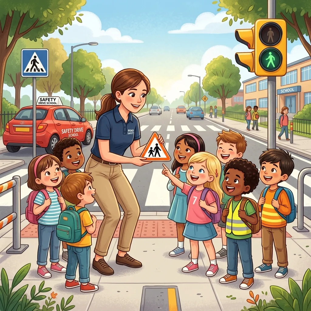 Sécurité routière avec des enfants dans une école
