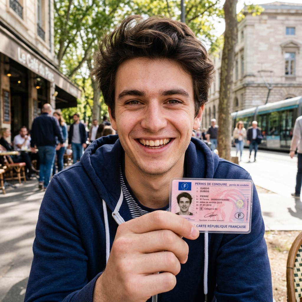Sarah L. avec son permis